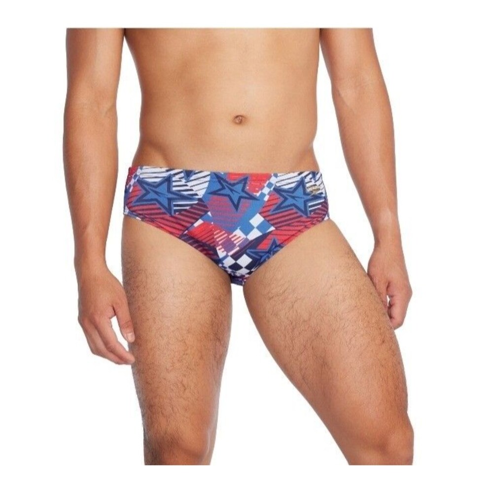 Speedo Endurance Men's Overdrive Red/white/blue Racer Briefs Sz 30 New